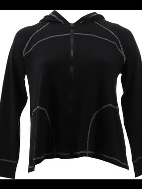 Women's DG2 Downtime Zip-Front Seamed Hoodie Sweatshirt - Black - S